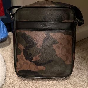 Coach Men's Black and Brown Camouflage Messenger Bag